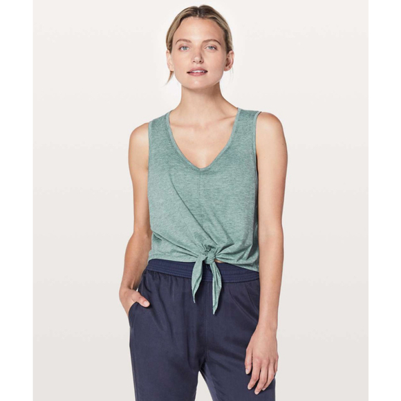 LULULEMON Knot Gonna Fly Tank Top WOMENS 6 Heathered Deep Cove GREEN - Picture 2 of 10